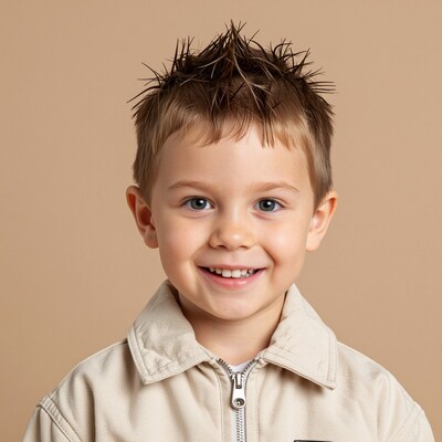 Smiling young boy with spiky hair