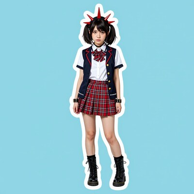 Japanese girl in punk school uniform
