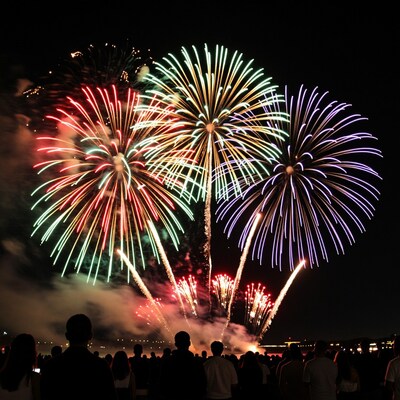 Fireworks Display Crowd