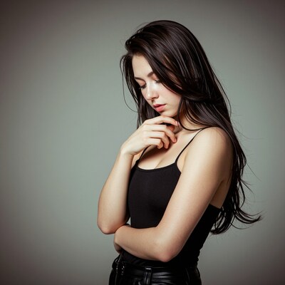 Pensive young woman portrait