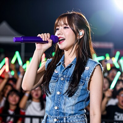 Female K-pop singer performing live