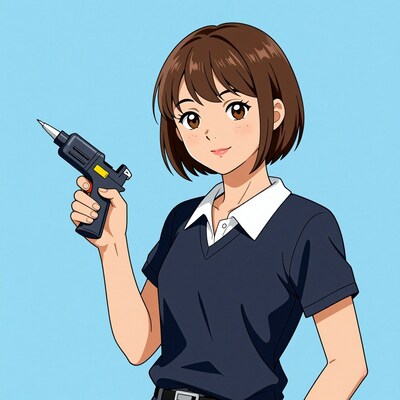 Anime girl with glue gun