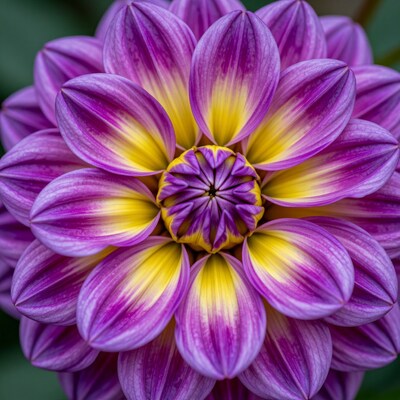 Purple Yellow Dahlia Flower