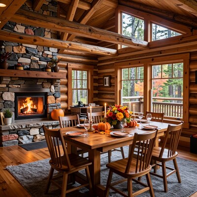 Cozy Log Cabin Dining Room