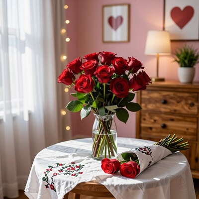 Red Roses Bouquet in Vase