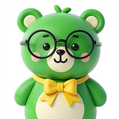 Green Bear with Glasses