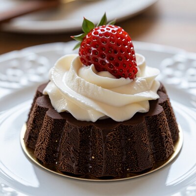 Chocolate dessert with strawberry