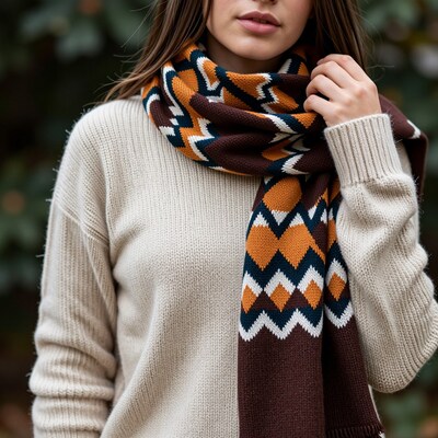 Woman in Patterned Scarf