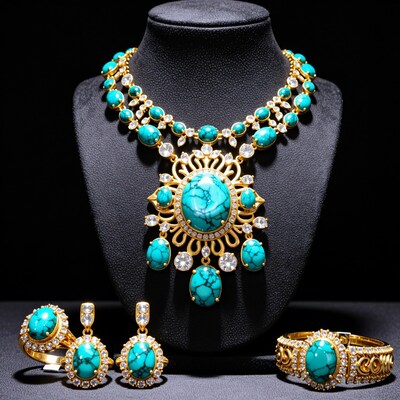 Turquoise Gold Jewelry Set