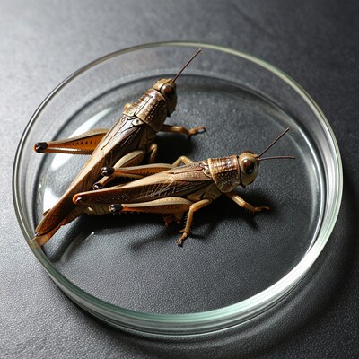 Two Grasshoppers in Petri Dish