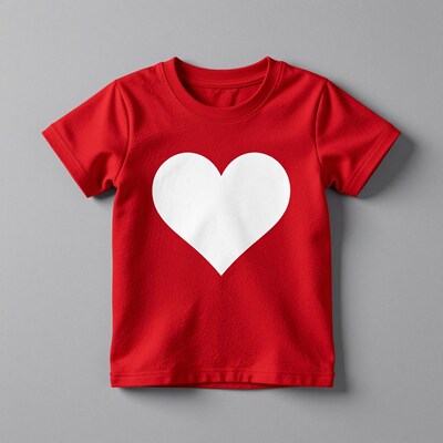 Red Kids T-Shirt with White Heart