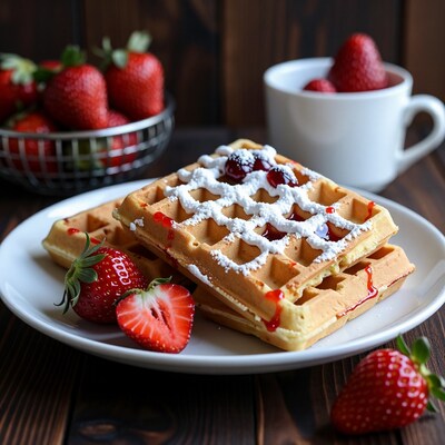 Waffles with Strawberries