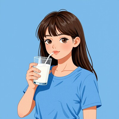 Girl drinking milk