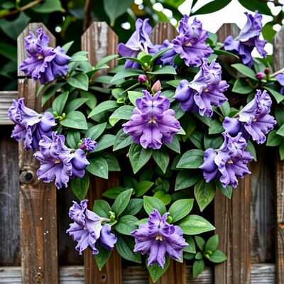 Purple Flowers on Fence