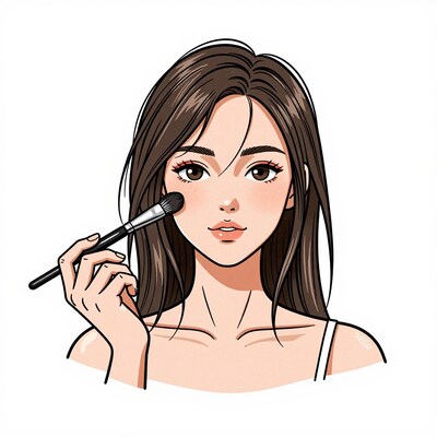 Woman applying makeup