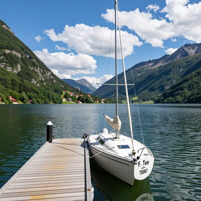 Sailboat at Wooden Dock Lake