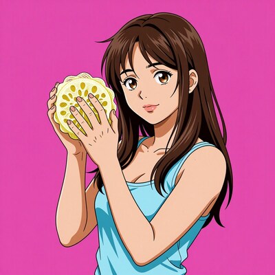 Anime girl holding lotus root