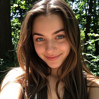 Young woman smiling in forest