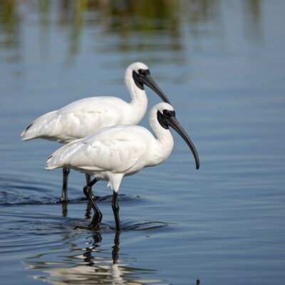 Two White Ibis in Water
