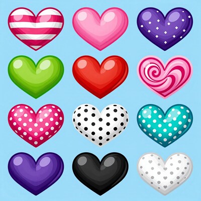 Colorful Cartoon Hearts