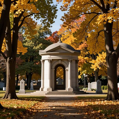 Autumn Cemetery Mausoleum