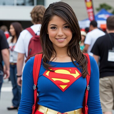 Young Woman in Supergirl Costume