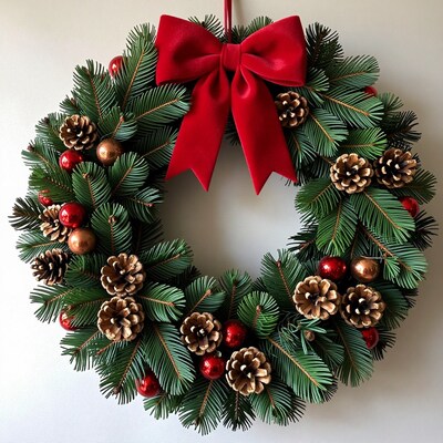 Christmas Wreath with Red Bow