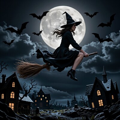Witch Flying Broomstick