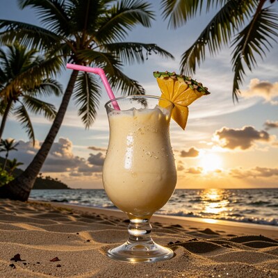 Tropical Pina Colada Cocktail on Beach