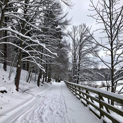 Snowy Winter Forest Path