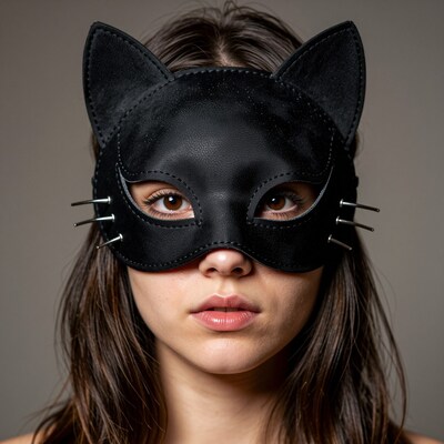 Woman in Black Cat Mask