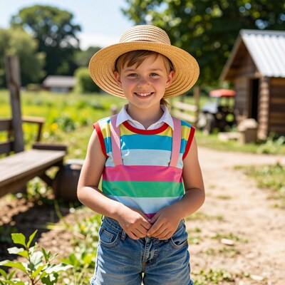 Smiling Girl on Farm