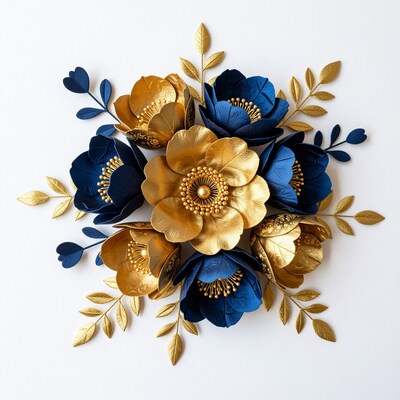 Blue and Gold Floral Arrangement