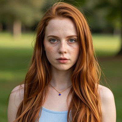 Redhead woman with freckles