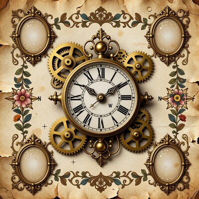 Steampunk Clock with Gears