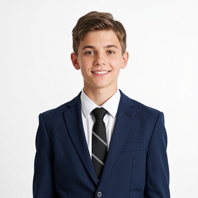 Smiling teenage boy in suit
