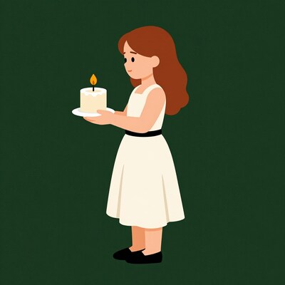 Girl holding birthday cake