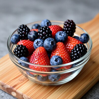 Berry Bowl on Cutting Board