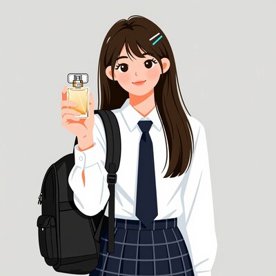 Japanese schoolgirl with perfume