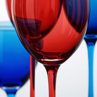 Red and Blue Wine Glasses