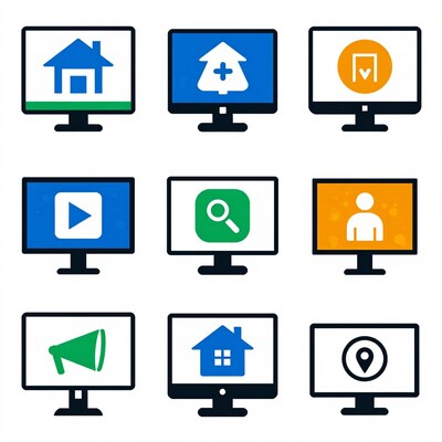 Computer monitors with icons