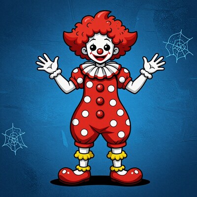 Cartoon Clown with Spiders