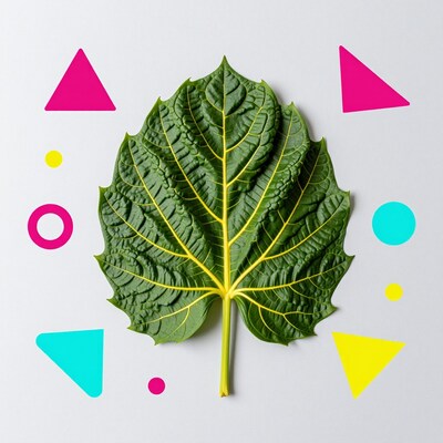 Green Leaf with Colorful Shapes