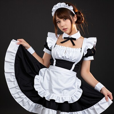 Asian Woman in Maid Costume