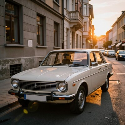White vintage Lada sedan