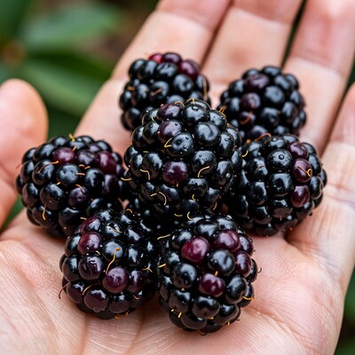 Fresh Blackberries in Hand