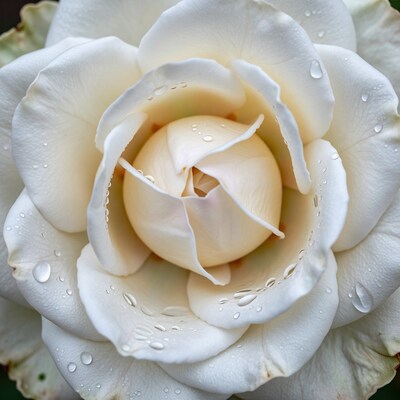 White Rose with Dew Drops