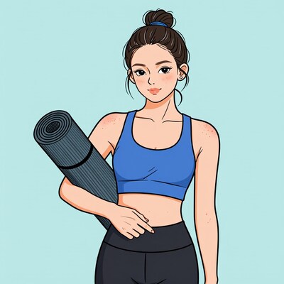 Woman with yoga mat
