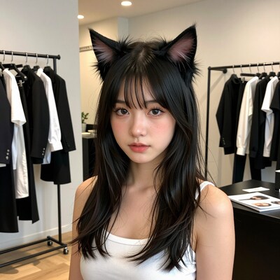 Asian woman with cat ears