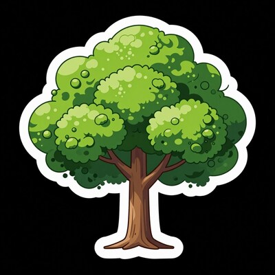 Cartoon Green Tree Sticker